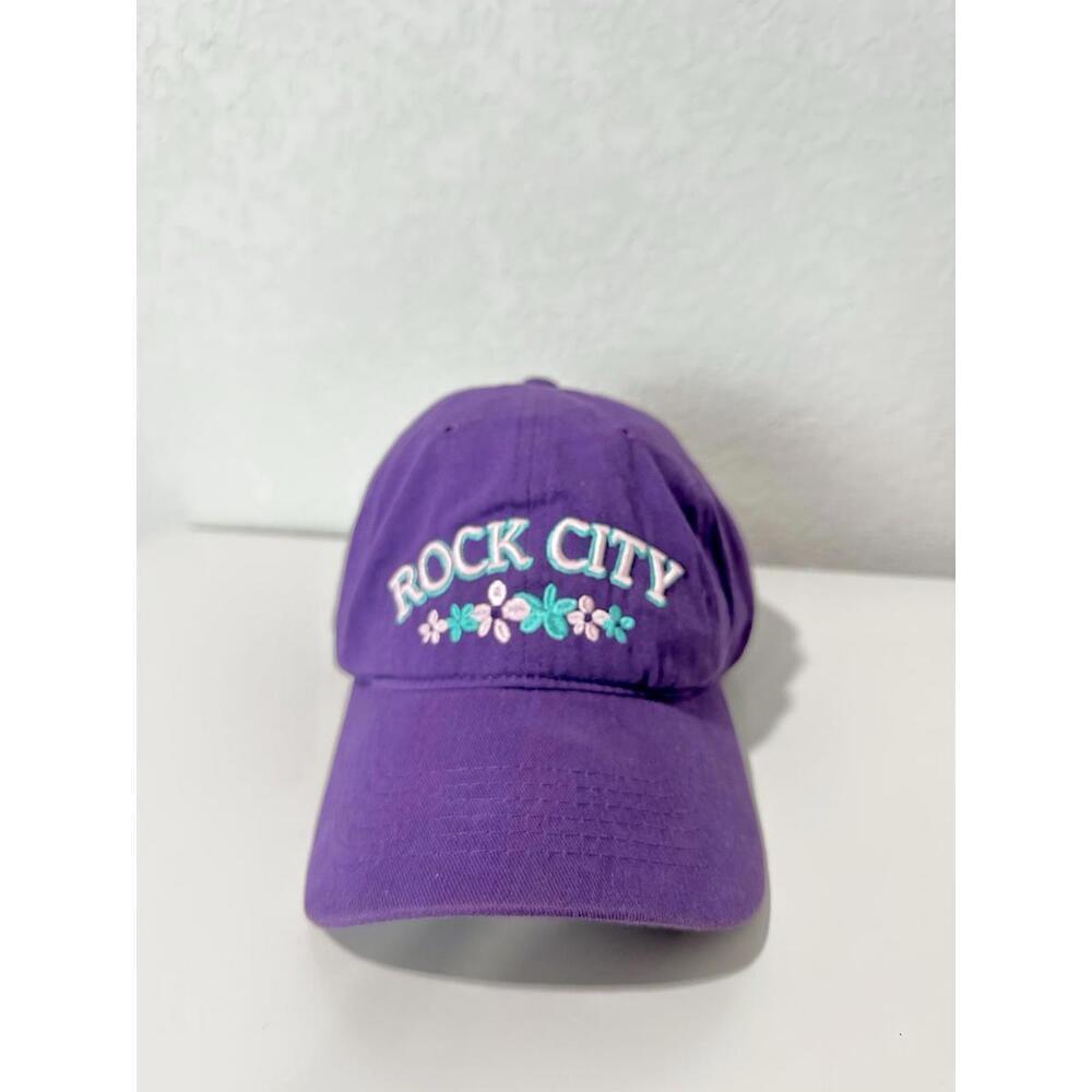 Jhats Women's Baseball Cap Rock City Flowers Purple Hook and Loop Adjustable Hat